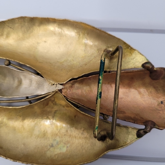 Gold Copper Metal Tone Ladies Large Vintage Statement Abstract Shaped Belt Buckl